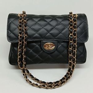 COPY - Genuine leather gold chain convertible purse